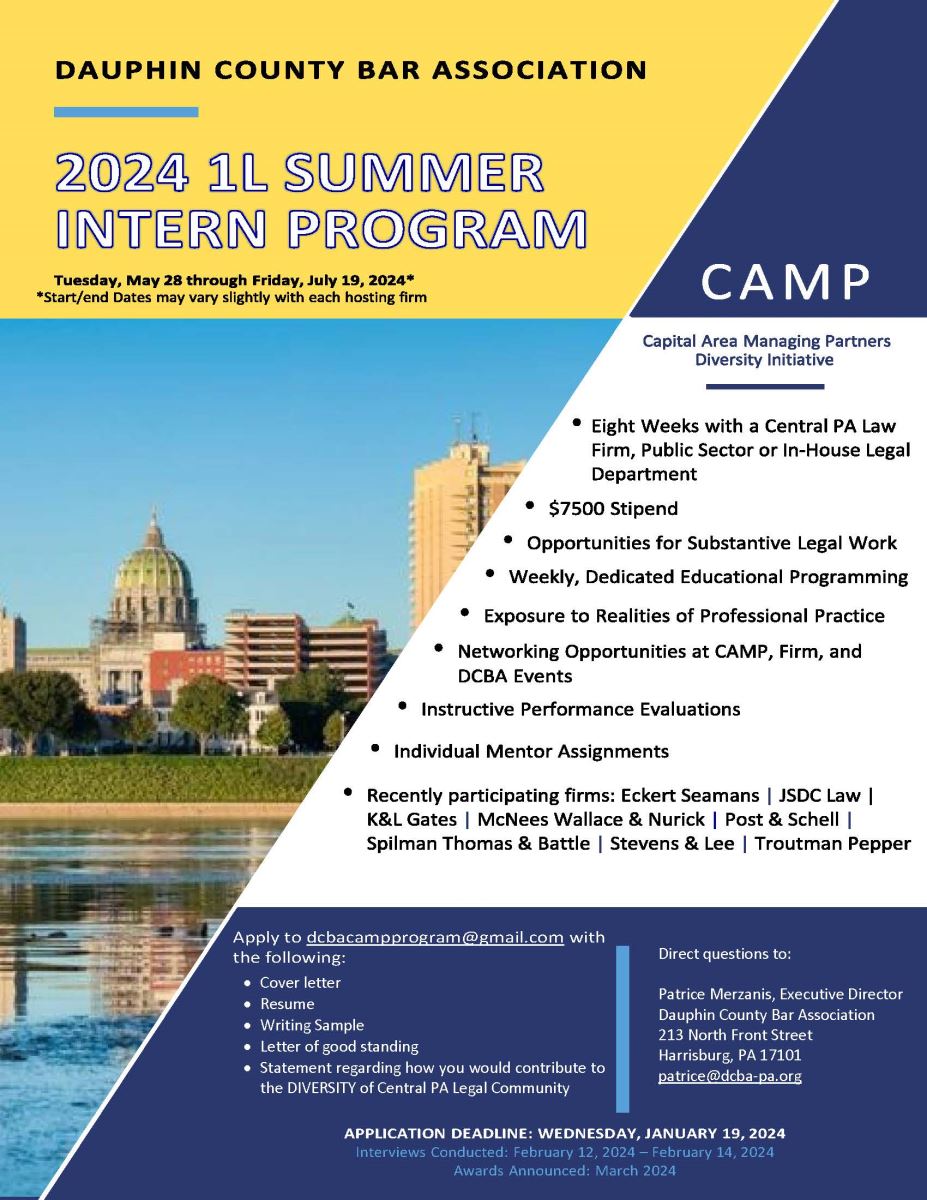 CAMP 1L Internship Program Dauphin County Bar Association
